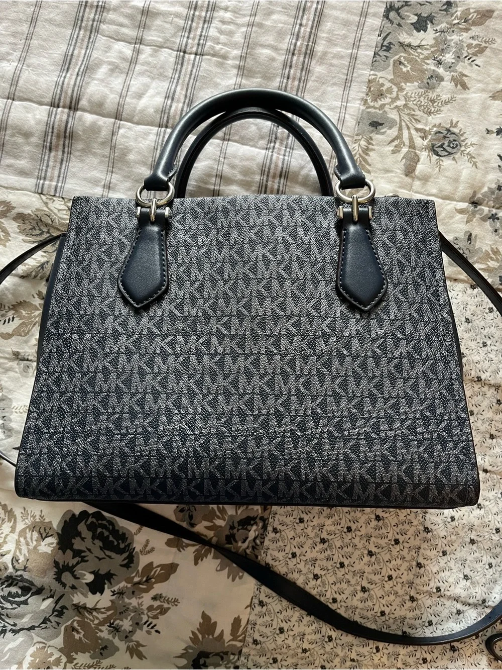 Michael Kors Navy Stripe Logo Purse and Wallet Set